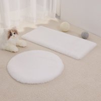 Coussin pour animaux de compagnie en fourrure de lapin imitation peluche, solide, chaud, antidérapant, doux, rond et carré, pour chiens et chats, lavable en machine