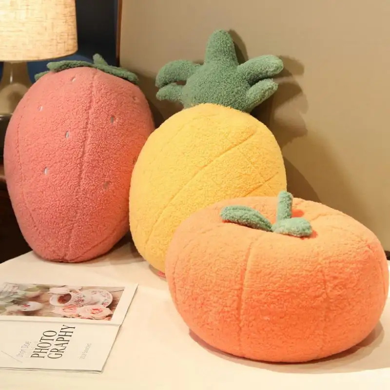 Fabriek Groothandel Custom Peluche Fruit Aardbei Ananas Oranje Knuffels Home Decor Gooien Kussen Pluche Kussens