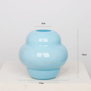 Vase en verre soufflé à la main de style nordique moderne néoclassique, arrangement floral, ornement haut de gamme, décoration intérieure, nuage - Product Image 2