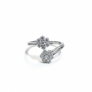 Open Floral Diamond <b>Ring</b> Natural & Lab Grown Diamonds 925 <b>Silver</b> / 10KT 14KT 18KT <b>Adjustable</b> Wrap <b>Ring</b> - Product Image 1