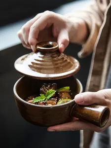 Hiện đại thô gốm hầm hầm Nồi nhiệt độ cao nắp lò vi <span class=keywords><strong>s</strong></span>óng nhỏ hộ gia đình claypot cho Cháo gạo các món ăn khác - Product Image 2