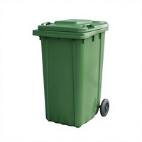 Poubelle à roulettes verte en PEHD moulé par injection de 240 L avec couvercle, bac à déchets extérieur robuste pour aéroport et gare