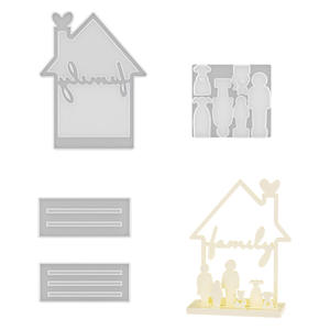 Molde de resina decorativo familiar creativo, diseño ahuecado con perro y gato para artículo decorativo de yeso - Product Image 1