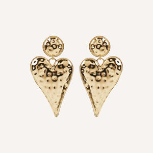 Pendientes de Corazón de Acero Inoxidable Dorado de 7.5 cm de Largo, Joyería de Moda Primavera Verano, Minimalistas - Product Image 1