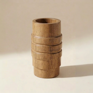 Vase de table minimaliste en bois de manguier, écologique, durable, imperméable, rond, fait main, pour la présentation florale - Product Image 1