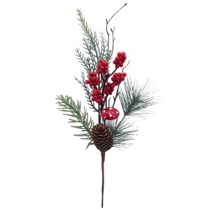 レッドベリーパインニーニードルステム人工クリスマスベリーの装飾品クリスマスガーランド花輪装飾品
