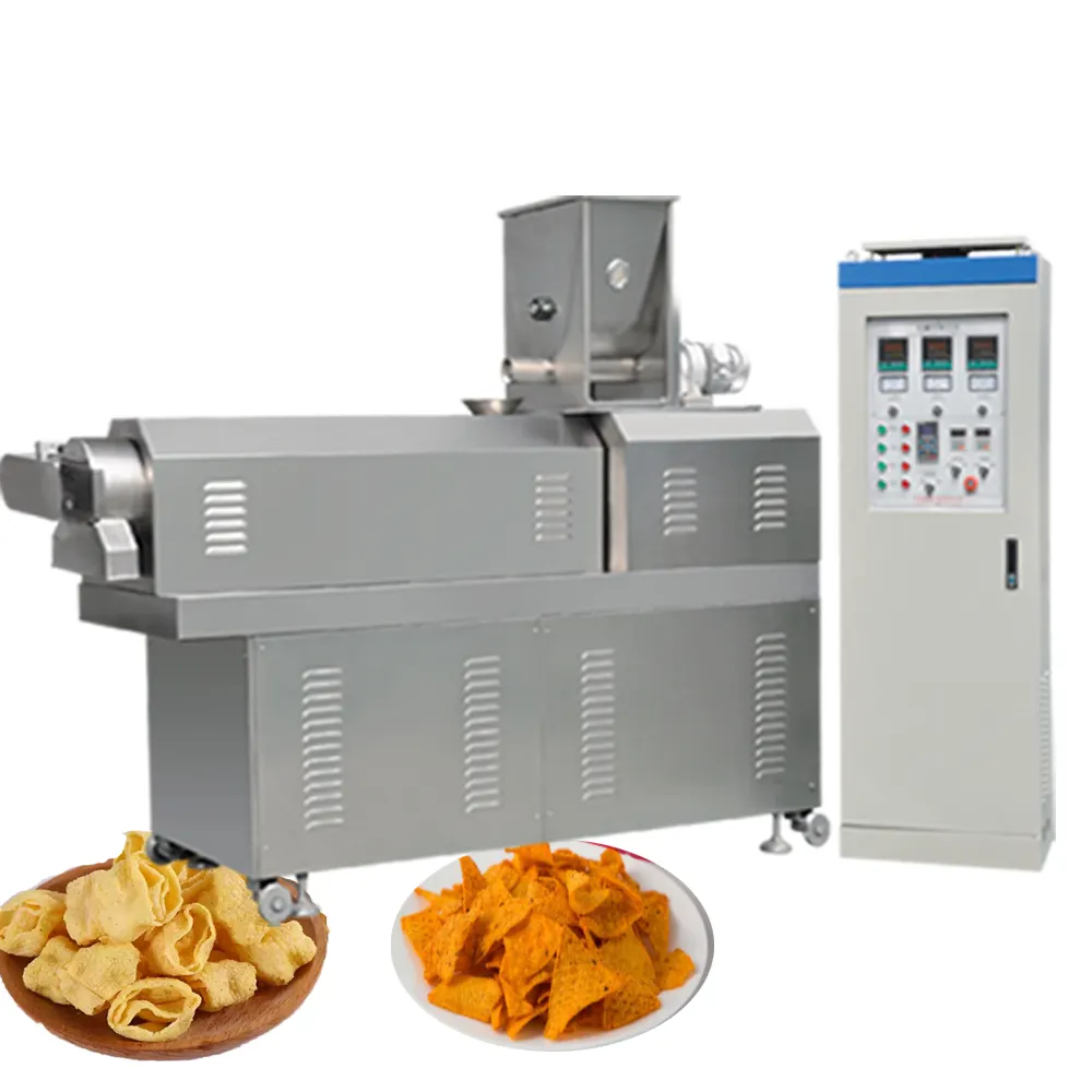 Pequena escala automática doritos fazendo máquina frito lanche planta batata frita chips máquina nachos shaping machine