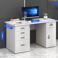Bureau de travail en acier verrouillable avec 5 tiroirs, armoire de rangement sécurisée, poste de travail moderne et durable, bureau à domicile, salle d'étude, montage facile