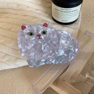 Fabrik benutzer definierte süße süße koreanische Katzen form Haar klauen clips für Frauen Biologisch abbaubare Acetat dünnes Haar Logo Haarschmuck - Product Image 5