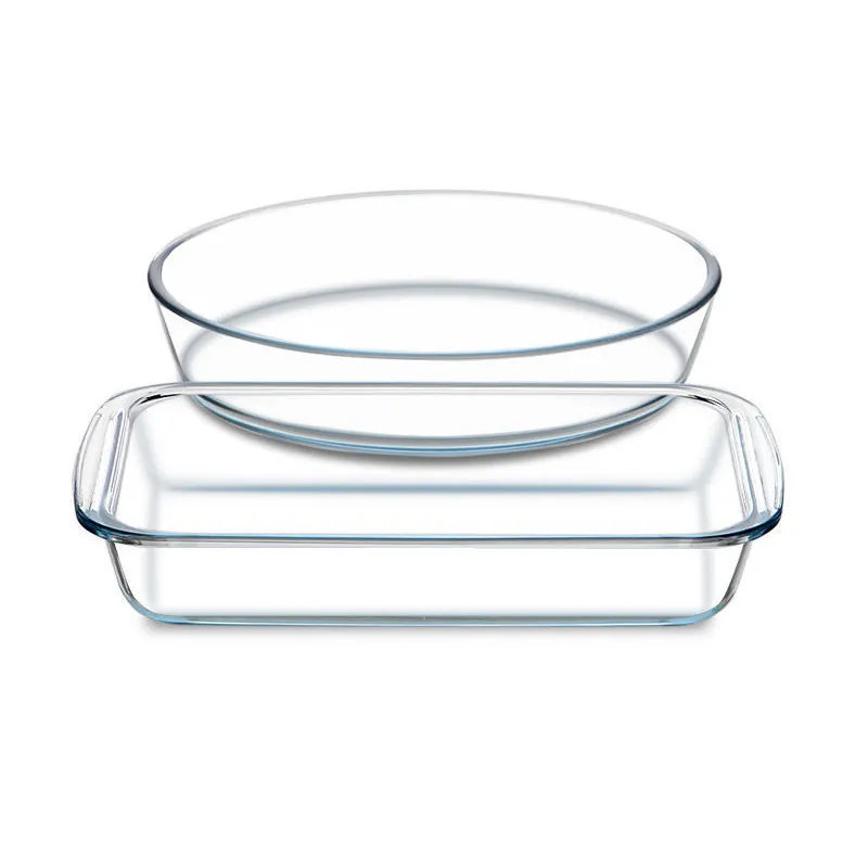 Bandeja de vidro borosilicate para forno, bandeja para forno, micro-ondas