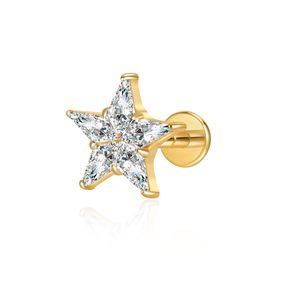 Orecchini a perno Zesenlin dal design esclusivo, placcati oro, a forma di cuore e fiocco, in acciaio inossidabile, per helix e conchiglia, con retro piatto, gioielli per il corpo, idea regalo - Product Image 3