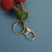 Porte-clés cerise en laine faite main au crochet, porte-clés fruits simulés, pendentif tricoté pour sac ou voiture, porte-clés au crochet
