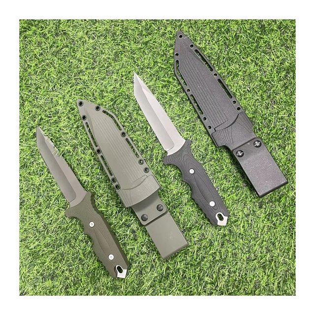 Super sharp ABS Handle Stainless Steel Hunting Knife with Fixed Blade Green Black Tactical Knife with Kydex Sheath