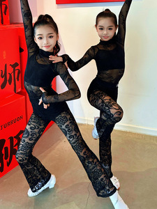 Completo da ballo latino nero per bambine: Top e pantaloni, ideale per allenamento, jazz, gonna e costume da performance - Product Image 6