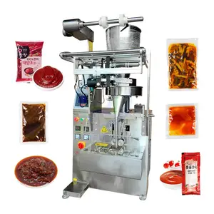 automatic high speed dipping jam peanut butter kerchup chili sauce tomato liquid paste sachet packaging packing machine