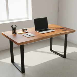 Table de réunion élégante en bois massif à bord naturel, mobilier de bureau contemporain, robuste, écologique, polyvalente, pour hôtel et usage commercial - Product Image 2