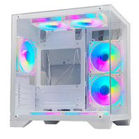 Casing PC Gaming MANMU Kualitas Terbaik OEM Mid Tower MicroATX dengan Kaca Tempered, Baja & Paduan Aluminium, Stok 4 Slot PCI