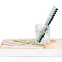 Paille en verre créative résistante à la chaleur, paille artistique en verre borosilicate coloré, paille droite ou courbée pour jus et lait