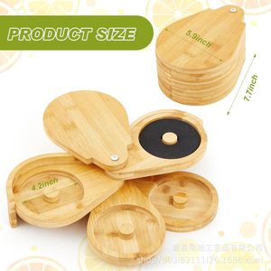 Wooden Salt Dipper With Rotating Lid Four Compartment <b>Bar</b> <b>Tool</b> For Seasoning Storage - Product Image 5