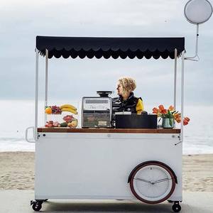 Chariot de boisson de café en métal personnalisé chariot de nourriture sur des roues avec la boîte lumineuse menée - Product Image 6