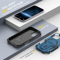 Protection intégrale du corps, béquille intégrée, coque de téléphone mobile en TPU+PC antichoc pour Apple iPhone 16 avec fonction de charge