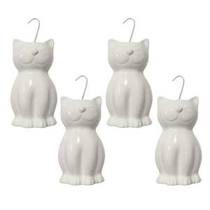 Evaporatori d'acqua in ceramica bianca a forma di gatto 10,5x3,5x16 cm, umidificatori a radiatore, set da 4 - Product Image 1