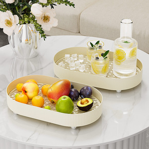Tea And Fruit Tray Milk White Oval Draining Dish Rack For Kitchen Living Room Coffee Table Serving Trays - Product Image 1