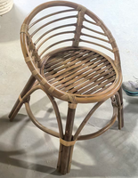Chaise de salle à manger en rotin naturel fait main, dossier semi-circulaire, chaise d'appoint, style bohème chic, meubles de salon, 50x45cm