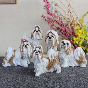 Regalos Únicos para Amantes de los Perros, Escultura de Resina de Simulación, Figura Realista de Perro Maltés, Estatuas de Perro Shih Tzu Artificiales y Realistas - Product Image 2