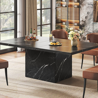 Table de salle à manger en chêne massif sur mesure, grandiose, raffinée et majestueuse, 8 places, avec base en bloc pour hôtel, villa, salle de banquet