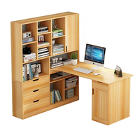 Escritorio de Computadora Moderno en Forma de L de Madera, Multifuncional, Ahorra Espacio, con Estantes de Almacenamiento y Gabinete para Oficina en Casa o Apartamento