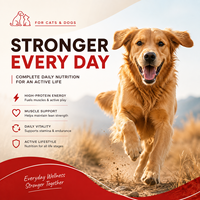 Poudre nutritionnelle pour animaux de compagnie en vrac, riche en protéines, soutien musculaire, booster d'énergie avec taurine et enzymes digestives pour toutes les étapes de vie, 500g
