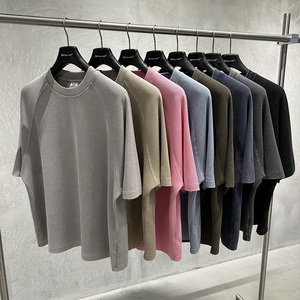Boxy Style Faded for Distressed Placket Regular Fit Short-sleeved T-<b>shirt</b> Polyester/Cotton 235g Casual - Product Image 1