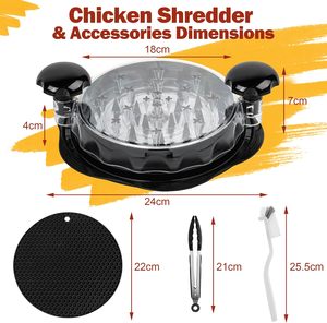 Déchiqueteur de poulet manuel en plastique sans BPA, grand modèle de 10 pouces, antidérapant, écologique, compatible lave-vaisselle, couleur personnalisée, avec logo personnalisé - Product Image 2