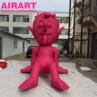 Personnage gonflable de démon rose sur mesure, installation artistique pour parc d'Halloween, figurine gonflable de démon pour la décoration d'événements festifs