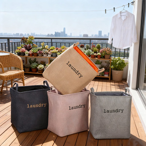Collapsible Laundry <b>Basket</b> <b>Square</b> Canvas Foldable Storage Bin For Clothes Linen Toys Gray Pink Denim Blue - Product Image 1