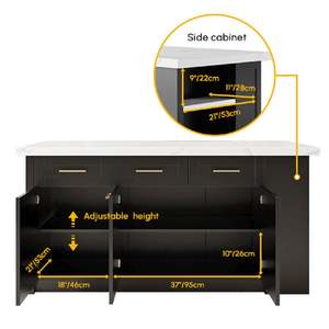 Đảo bếp màu đen với tủ bếp hiện đại lưu trữ sẵn sàng để lắp ráp (RTA) Tủ - Product Image 3