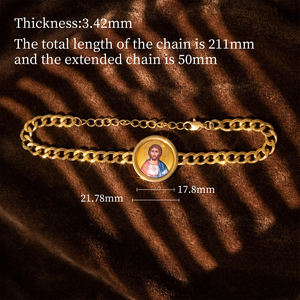 Bracelet en acier inoxydable avec icône orthodoxe pour hommes et femmes, bijoux religieux en gros - Vladimir, Mère de Dieu et Archange Michel - Product Image 2