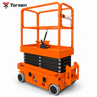 Plateforme élévatrice à ciseaux mini autopropulsée de 300 kg avec direction hydraulique, hauteur de travail de 5 m, 5,9 m, 6,8 m pour la picking et les réparations en entrepôt