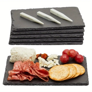 Bộ 6 miếng đá phiến pho mát Hội Đồng Quản trị Đen charcuterie bảng naturalstone tấm khay pho mát phục vụ khay nhà hàng nơi mat - Product Image 1