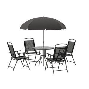 <span class=keywords><strong>Conjunto</strong></span> de <span class=keywords><strong>Mesa</strong></span> <span class=keywords><strong>y</strong></span> <span class=keywords><strong>Sillas</strong></span> Plegables de Hierro Moderno de 7 Piezas para Exteriores, Sombrilla de Playa (<span class=keywords><strong>Mesa</strong></span> de 60 cm), Impermeable <span class=keywords><strong>y</strong></span> Ecológico para Jardín <span class=keywords><strong>y</strong></span> Playa - Product Image 2