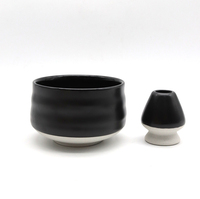 Bol à matcha BAMBUS en porcelaine japonaise mate verte, noire et blanche, fait à la main, 500 ml, écologique, pour les accessoires à thé