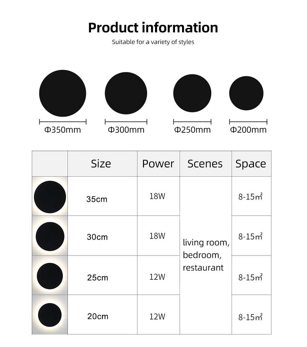 Modern Circle wall light Indoor Home Corridor Living Room Decorative Nordic led background wall lamp