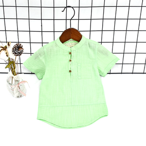 Chemise d'Été Haute Qualité pour Garçons, en Coton Couleur Unie et Tissu Coton-<span class=keywords><strong>Lin</strong></span>, Chemise Boutonnée ou T-Shirt à Col Rond pour Enfant - Product Image 3