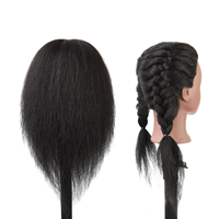 Tête de Mannequin Professionnelle pour Coiffure, Support de Perruque, Cheveux Humains Yaki, Outil d'Entraînement pour Coiffeur, Pratique de Coiffure, Extension de Cheveux