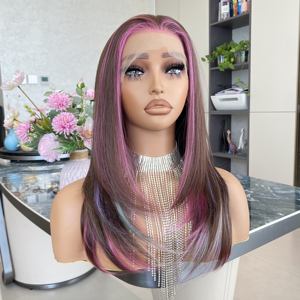 Peluca Sintética de Encaje Transparente Resistente al Calor, con Colores Arcoíris de Moda, de 16 Pulgadas de Largo Medio, 130% de Densidad y con Capas - Product Image 6