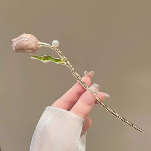 Vintage Chinese Women's Hair Stick Women Elegant Metal Enamel Hair Stick <b>Spring</b> Flower Element Hairpin Hanfu Hair Accessories - Product Image 4