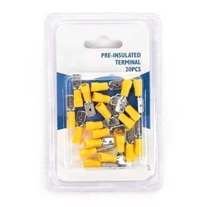 Bornier pré-isolé jaune MDD 1,25 mm, 250 V, 20 unités, idéal pour les connexions électriques et les projets de câblage. - Product Image 1