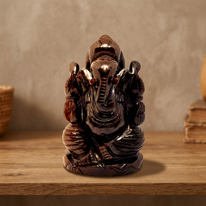 Estatua de Ganesha de Granate Natural Tallada a Mano, Gema Roja Intensa, Ídolo del Dios Elefante Hindú, Decoración para Altar Indio - Product Image 1