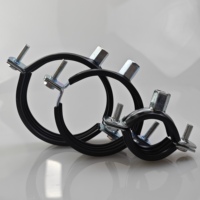 Double Development Concrete M8 Pipe Clamp Flange Fasteners Conduit Rubber Carbon Steel Zinc Finish Metric OEM RONGKUN Brand